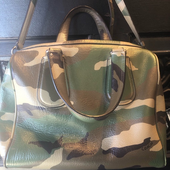 🖤💚 LIMITED EDITION RARE COACH SURREY CAMO CAMOFLAUGE SATCHEL HANDBAG - Picture 6 of 7
